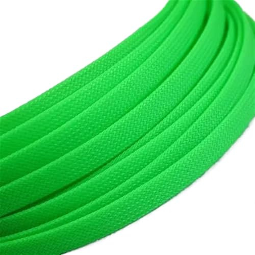 MDSIOKHJ Kabelschlauch 1 Meter erweiterbare Kabelhülle, 2 mm bis 40 mm, eng geflochten, hohe Härte, isolierte Leitung, schützt Kabelumwicklung, Verschraubung, Ummantelung(UV Green,2mm)