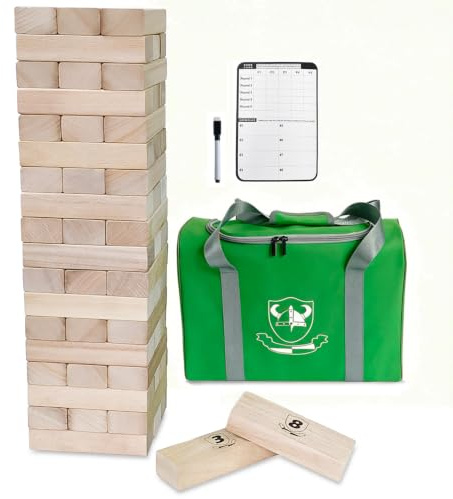 Jac & Mok Tumble Tower Spiel Holzklötze Stapelholz Spiel inklusive Tragetasche (Klassisch, 56 Holzblöcke)
