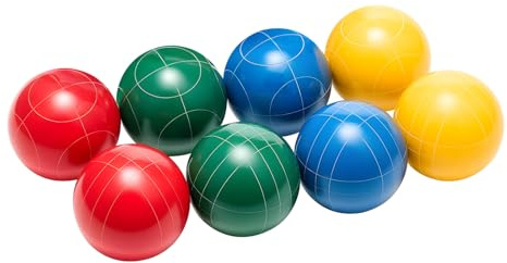 VEVOR Bocce Ball Set, 107 mm, with 8 Resin Balls, Pallino, Carrying Bag and Measuring Rope, Red/Green/Blue/Yellow 4 Colors, for 2 to 8 Players, Bocce Ball Game Set for Beach, Lawn, Family Backyard