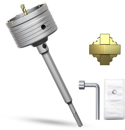 METOTY 100mm Concrete hole saw drill bit,with SDS Plus adapter 220mm drill bit socket，for masonry, brick, concrete, cement, stone