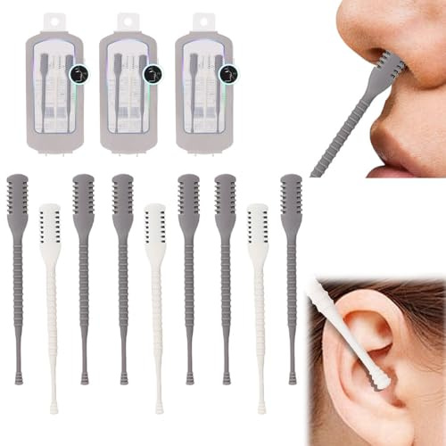 gihaa 2-in-1 Nasal Hair Cutter, 2025 Upgrade Double Sided Nose Knife, 360 Nostril Hair Remover Tool, Trimmer for Men, Women, Soft Cleaning Brush (9Pcs)