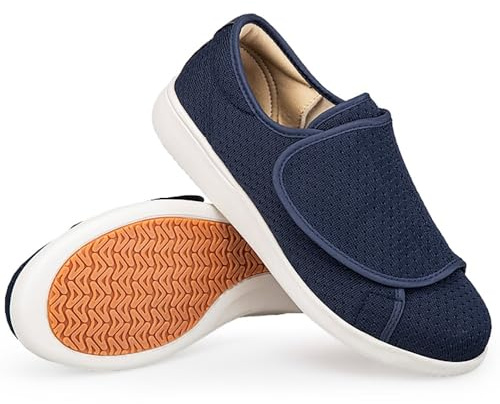 Kinengxi Chaussures Pieds Diabétiques Larges pour Femmes Hommes | Respirant,chaussons orthopediques,Chaussures à scratch,confortables,Anti-dérapante,Personnes Âgées