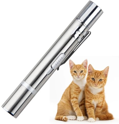 LgCiXli Juguete interactivo para gatos y puntero LED | empleo óptimo y entrenamiento para gatos de vivienda | Bolígrafo multifunción 8 en 1 recargable por USB | acero inoxidable resistente