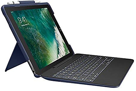 Logitech SLIM COMBO für iPad Air (3. Generation) und iPad Pro 10,5 Zoll Tastatur-Case, Hintergrundbeleuchtung und Smart Connector (Modell: A2123, A2154, A2152, A1701, A1709, A1852) DE Layout - Blau