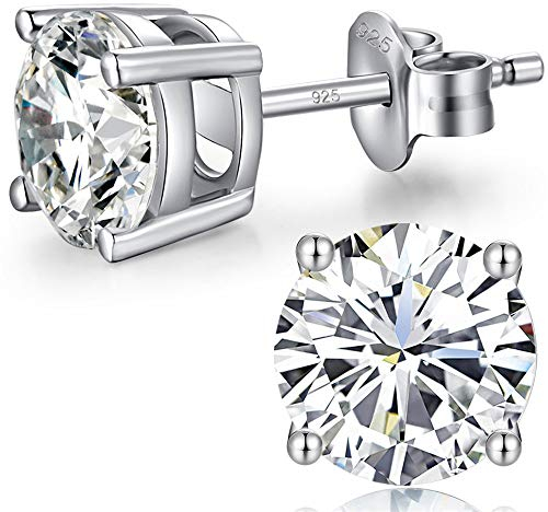 Ohrstecker Ohrringe Herren Damen Silber, Ohrringe silber 925 Diamant Ohrstecker Zirkonia von Damen Schmuck für Frauen 7mm