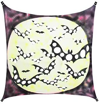 PSYWORK Schwarzlicht Segel Spandex | Halloween Bats | 3 x 3m | UV-aktiv | Leuchtend | Wandtuch Wandbehang Stoff Neon Deko Party Tuch Tapestry Poster PSY Goa
