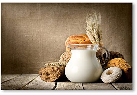 Postereck - 2664 - Frühstück, Brot Brötchen Milch Essen Küche Backen - Wandposter Fotoposter Bilder Wandbild Wandbilder - Poster - DIN A4-21,0 cm x 29,7 cm