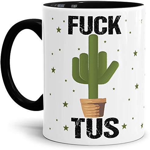 Tassendruck Lustige Tasse mit Spruch FuckTus - Büro/Job/Arbeit/Witzig/Kaffee-Tasse/Geschenk-Idee/Innen & Henkel Schwarz