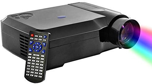 CHANYO Portable projector, Adjustable distance 5.8 Inch Single LCD Panel Display LED Projector for Home Theater, Support HDMI/VGA/Micro SD(Black) (Color : Black)