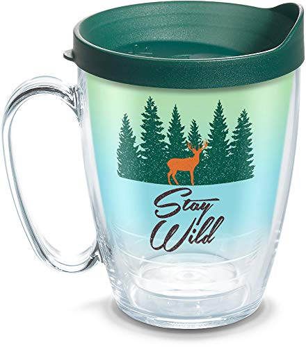 Tervis Stay Wild Made in USA Double Walled Insulated Tumbler Travel Cup Keeps Drinks Cold & Hot, 16oz Mug with Handle, Classic