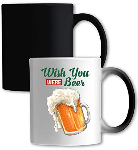 Wish You were Beer Pint Pixel Art Color Changing Mug