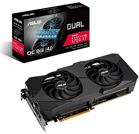ASUS Tarjeta gráfica de Gaming Dual AMD Radeon RX 5700 XT EVO OC Edition (PCIe 4.0, 8GB GDDR6, HDMI, DisplayPort, 1440p Gaming, Ventiladores Axial-Tech, Auto-Extreme, Placa Trasera metálica)