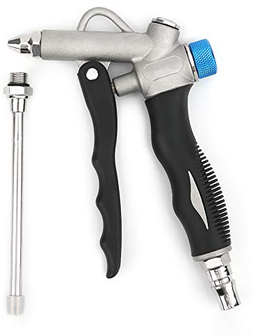 Air Duster Gun with Adjustable Air Flow and Higher Flow Nozzle, Industrial Air Duster, G1/4‘’ Adjustable Pneumatic Dust Blow Gun, Handheld Compressor Cleaning Tool, Long and Short Nozzles