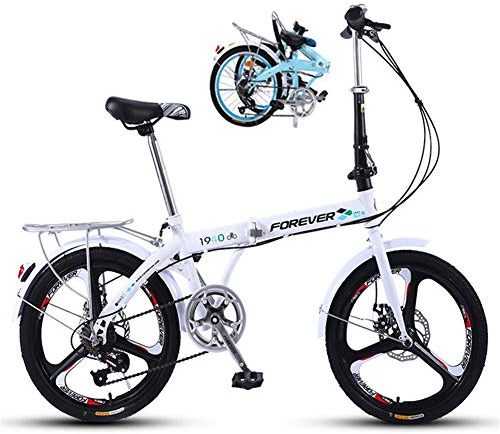 DRAGDS Student Faltrad,3 Schneidrad 7-Gang Fahrrad,Doppelscheibenbremse Kleine Ultra-Light-Bewegliches Fahrrad Von Adjustable Für Erwachsene,Weiß