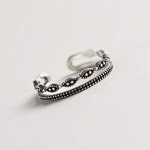 Einstellbare Ring Frauen,S925 Sterlingsilber Retro Doppelschicht Rhombus Tupfen Ethno Verstellbar Open Knuckle Schwanzring Finger Joint Zehenring Schmuck Für Frauen Mädchen Geschenk Hochzeit Mutte