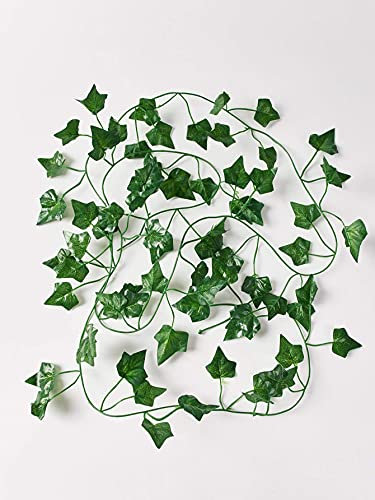 7Ft long 2 Metre Pack of a Single Artificial Ivy Garland, Fake Vine UV Resistant Green Leaves Plants Hanging Vine Plant for Wedding Party Garden Wall Room Decoration