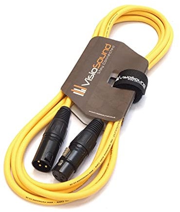 VisioSound Premium Microphone Lead Male XLR to Female XLR/Pro Noiseless Balanced Cable (3m, Yellow)