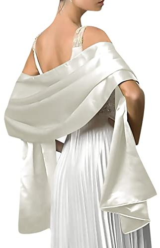 LumiSyne Mujer Satén Gasa Chal Mantón Sedoso Color Sólido Bufanda Pañuelo Ligero Estola Para Fiesta Vestido Boda Novia Dama De Honor Noche