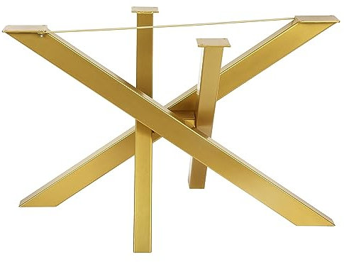 Magnetic Mobel Tischgestell Lotus Design Kreuzgestell Schwerlast massiv Tischkufen Stahl Tischbeine Metall Profil: 8x4 cm (XL-size-141x79 cm, Gold)