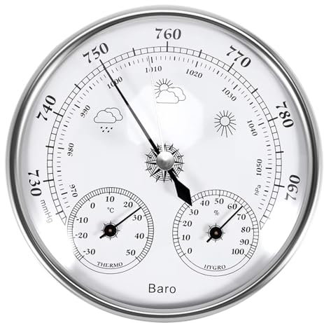 JINYISI Barometer, Wall Mounted Household Barometer, Thermometer Hygrometer Barometer, High Precision Pressure Gauge, Air Weather Meter, 3 in 1 Barometer