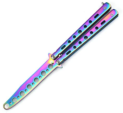 Butterfly Trainer, üBungs-Butterfly-Messer Aus Edelstahl, Farbe butterfly trainer messer, Sichere Nicht Scharfe Klinge FüR Handbewegungen, üBungs-Flip-FäHigkeiten, Geeignet FüR AnfäNger
