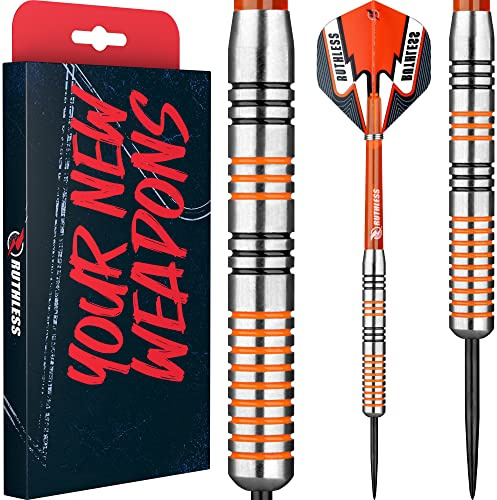 RUTHLESS Tigers Dartpfeile, 90 % Wolframstahlspitze, Wolfram, Ringel, 29 g