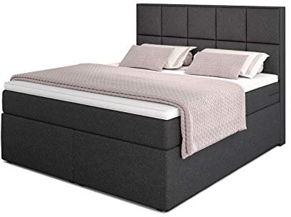 Betten Jumbo Dream Boxspringbett 200x200 mit 7-Zonen TFK Härtegrad H4 und Visco-Topper | Farbe Anthrazit | div. Größen verfügbar