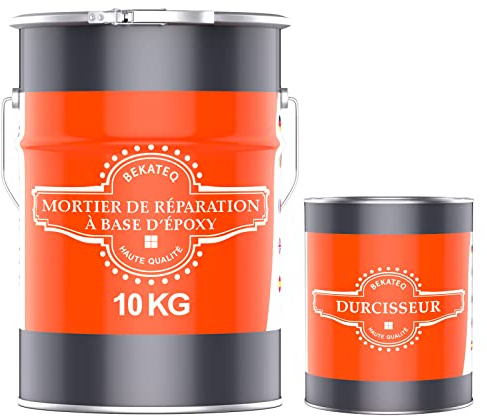 BEKATEQ Mortier de réparation BK-150EP, 10kg I Mortier de jointoiement à base de résine époxy bi composant I Pour intérieur & extérieur I Mastic résine coulée pour béton, bois, chape, métal, carrelage