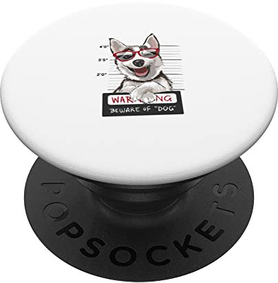 lustiger Hund mit Brille, Huskys Warnung vor dem Hund Husky PopSockets mit austauschbarem PopGrip