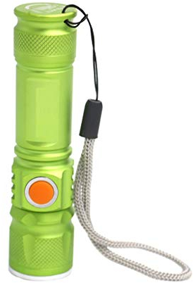 Mini Lampe de Poche Portable USB 2-en-1 Lampe Torche Rechargeable 18650 Batterie intégrée Lampe de Poche étanche (Color : Green)