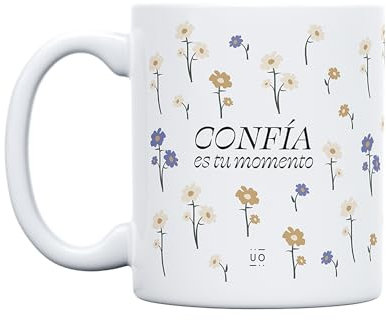 UO Taza de regalo con mensaje Confía es tu momento, regalo para amigas, regalo para amigos, regalo original de Navidad, regalo amigo invisible original, 350 ml, Cerámica