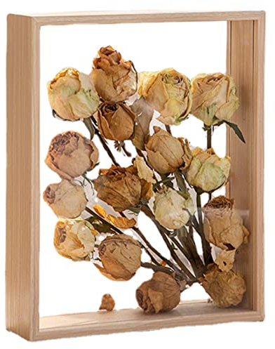 RZXBB 3D Bilderrahmen Für Getrocknete Blumen - Tiefer Objektrahmen Aus Holz - DIY Trockenblumen Schwimmender Fotorahmen - Schattenfugenrahmen Zum Befüllen Für Fotocollage, Poster, Unterschrift