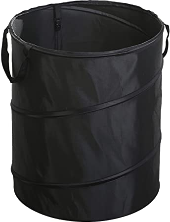 Tissting Gartenabfallsack 37L, 34 x 40cm Kleine Faltbare Oxford Stoff Gartensack Gartenarbeit Säcke Tragbarer Selbststehend Camping Abfallbeutel für Grünabfälle Rasensack Laubsack(Schwarz)