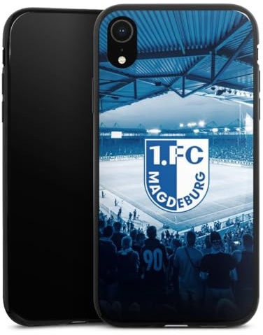 Slim Case extra dünn kompatibel mit Apple iPhone Xr Silikon Handyhülle schwarz Hülle 1. FC Magdeburg Stadion 1. FCM
