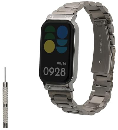 kwmobile Pulsera compatible con Xiaomi Smart Band 8 Active/Redmi Band 2 correa - Pulsera de metal para reloj inteligente - plata