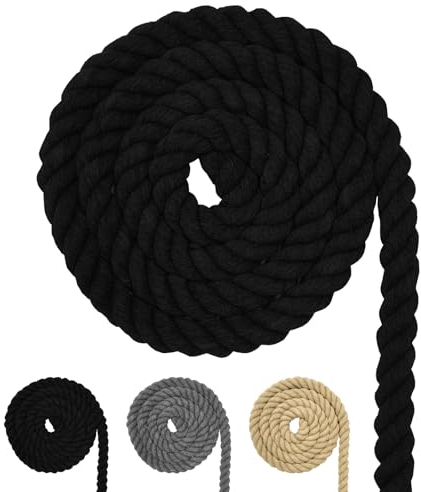 Cordoncino di cotone, corda nera macramè, diverse misure, corda di cotone per lavori fai da te, regalo (nero, 20 mm (5 m)
