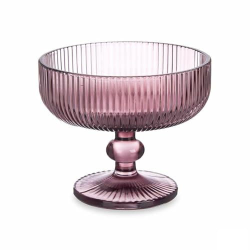 Vivalto Bicchiere per gelato e frullati a righe rosa vetro 310 ml (6 unità)