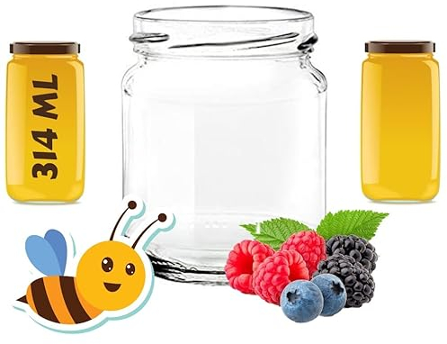 48 Vasi Barattoli vetro 314 ml Std con Tappi - Vasetti per marmellate confetture e segnaposto - Tappi idonei alla bollitura T.O. 63 MM