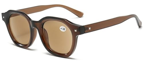 Lanomi Herren Damen Lesebrille mit Sonnenschutz Blaulichtfilter Sonnenbrille Getönte Sonnenlesebrille mit sehstärke Braun Rahmen Braun Linse 3.0