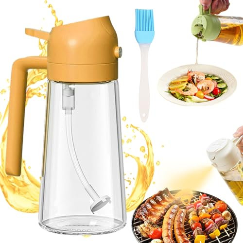 2 In 1 Oil Dispenser And Oil Sprayer,Oil Dispenser For Kitchen Spray, Oil Dispenser Spray Bottle,Oil Spray Bottle With Pour Nozzle For Air Fryers, Salads, Frying, Barbecues (Orange color)