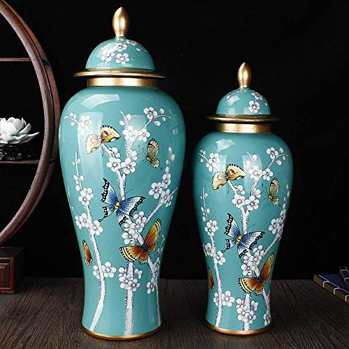 Vases en Porcelaine Bleue et Blanche Vase à Fleurs Vases à Fleurs en céramique Bleue et Blanche Pot de Temple pour Salon Chambre Bureau La cérémonie de Mariage Vase décoratif (Couleur: C, Taille: W1
