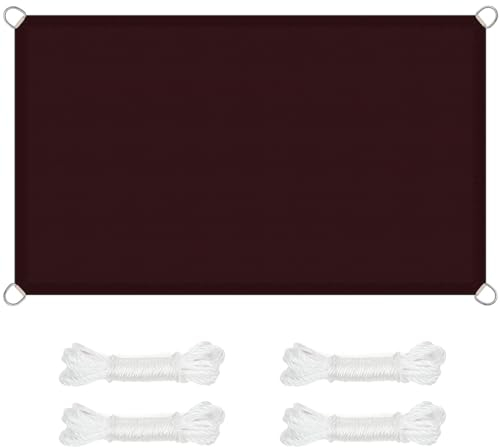 Sonnenschutz Markise 4 x 9.5 m PES Polyester Reißfest Wetterfest Quadrat Sonnensegel Sonnenschutz mit Befestigungsset für Balkon Terrasse Garten, Weinrot