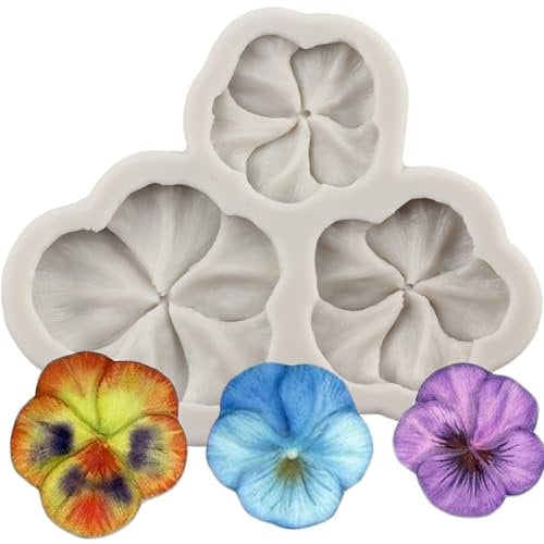 MINFEIDMS Flower Cake Fondant Moulds Pansy Flower Silicone Moulds Pansy Flower Chocolate Moulds for Sugar Cake Decorating Cupcake Topper Gum Paste Candy Polymer Clay
