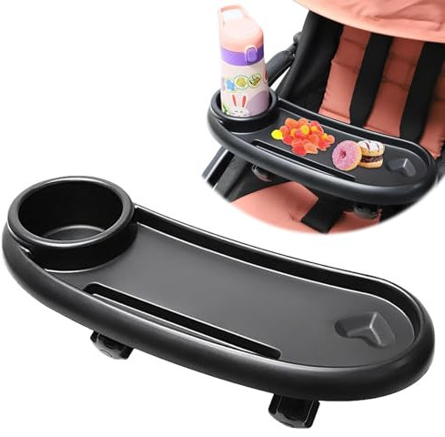3 In 1 Snack Tablett für Kinderwagen, 360 Grad drehbares Kinderwagen Snack Tablett, Kinderwagen mit Snack Tablett und Getränkehalter, Universal Kinderwagen Snack Tablett Zubehör