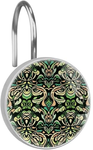 Ganci per tenda da doccia con stampa a serpentina, 1 anello per tenda da doccia in vetro antiruggine per bagno, gancio decorativo circolare per tenda e ganci per asta da doccia