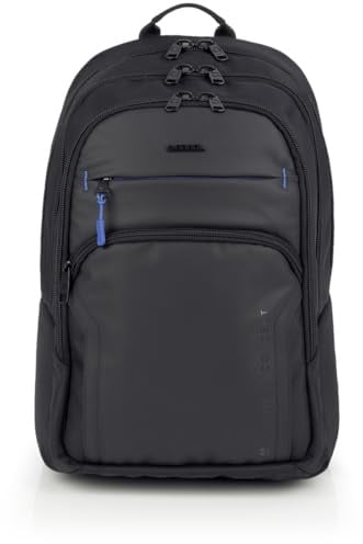 Gabol - Mochila para Portátil 15,6 Pixel 33x47x19 cm - Capacidad 25L - 3 Compartimentos y Acople a Maleta - Diseño Español en Poliéster Resinado y Libre de PVC - Negro