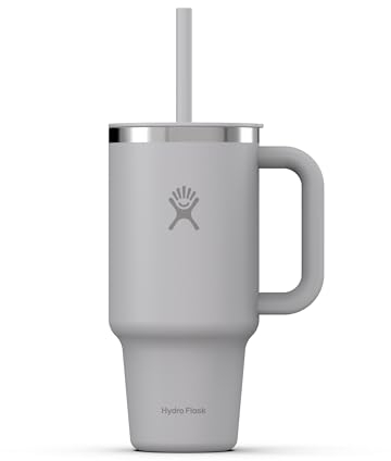 HYDRO FLASK - Travel Tumbler 946 ml (32 oz) mit verschließbarem Press-In-Strohhalmdeckel - Edelstahl - Doppelwandige Vakuumisolierung - Spritzwassergeschützter Deckel - Birch
