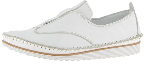 Andrea Conti Damen Slipper Leder mit Keilabsatz Ziernaht 1889011, Größe:41 EU, Farbe:Weiß