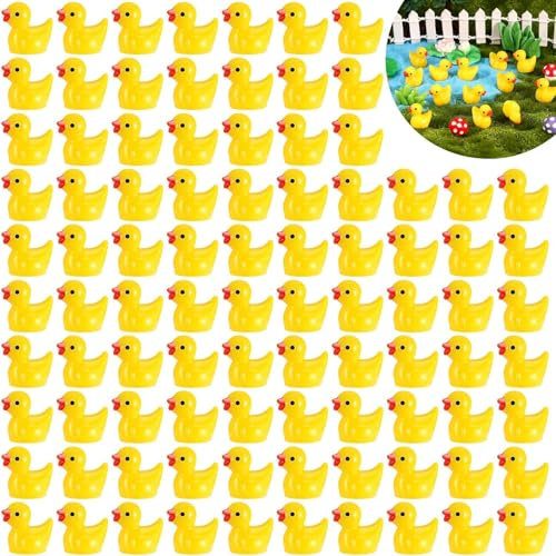 Fanshiontide 100 Stück Mini Enten, Kleine Enten Figuren Mini Harz Enten Zum Basteln Benutzt für Aquarium Garten Potting Micro Landschaft Dekorationen