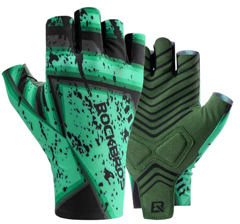 ROCKBROS Fahrradhandschuhe Herren, Sommer Radhandschuhe Halbfinger Atmungsaktiv Stoßdämpfende rutschfeste MTB Handschuhe für Mountainbike Rennrad